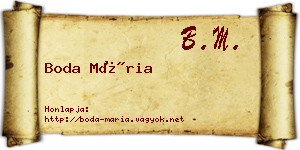 Boda Mária névjegykártya